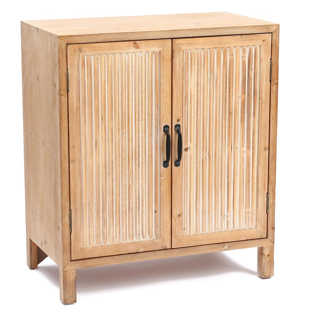 LuxenHome Natural Wood 2-Door Storage Cabinet. Picture 2