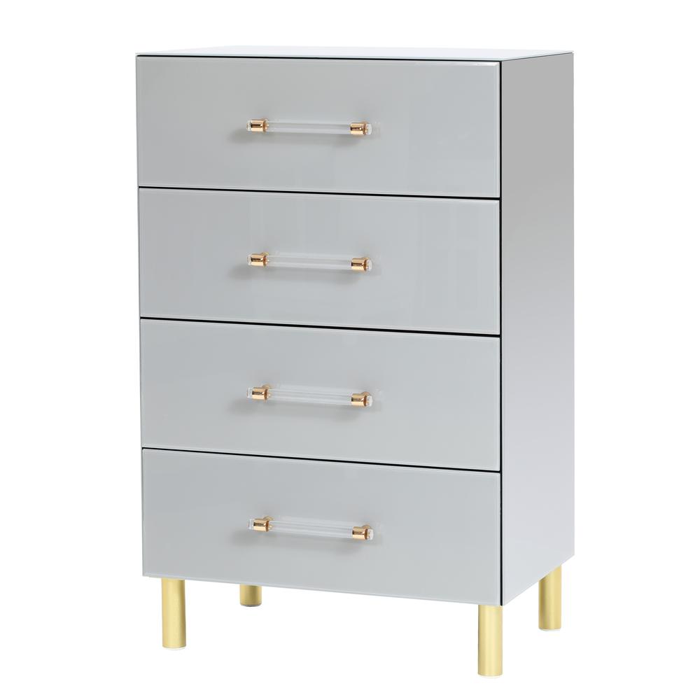 Modern Light Gray 37.3" Tall 4-Drawer Chest. Picture 3