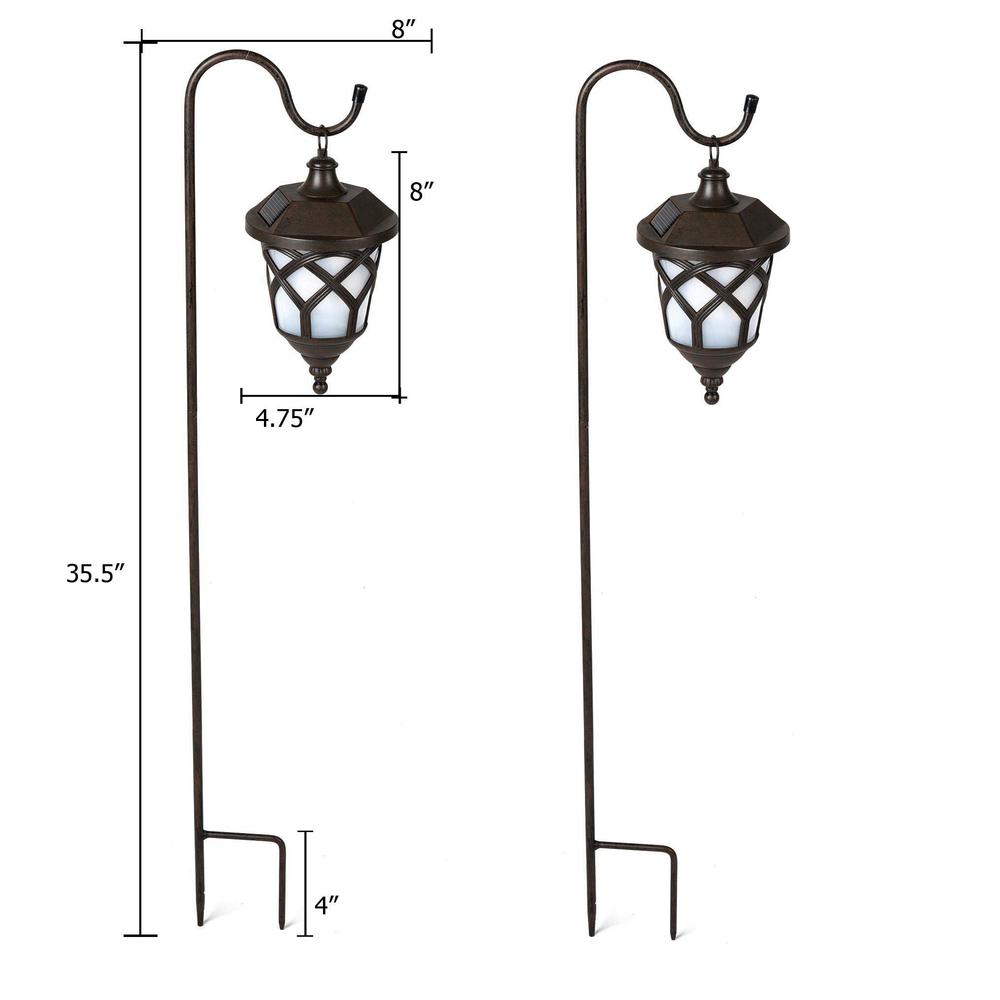 Set of 2 Hanging Solar Lanterns with Shepherd’s Hooks. Picture 10
