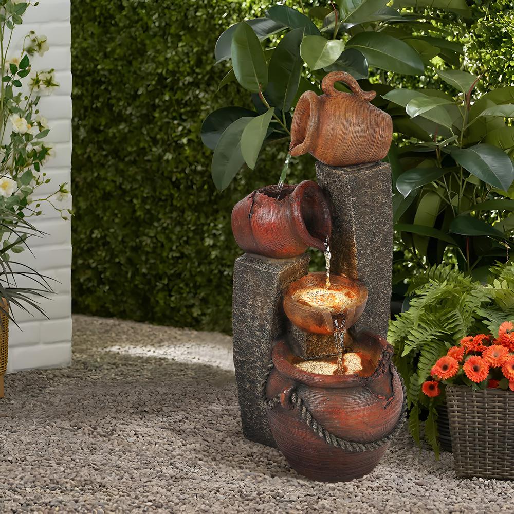 Resin Pots and Posts Outdoor Fountain. Picture 9
