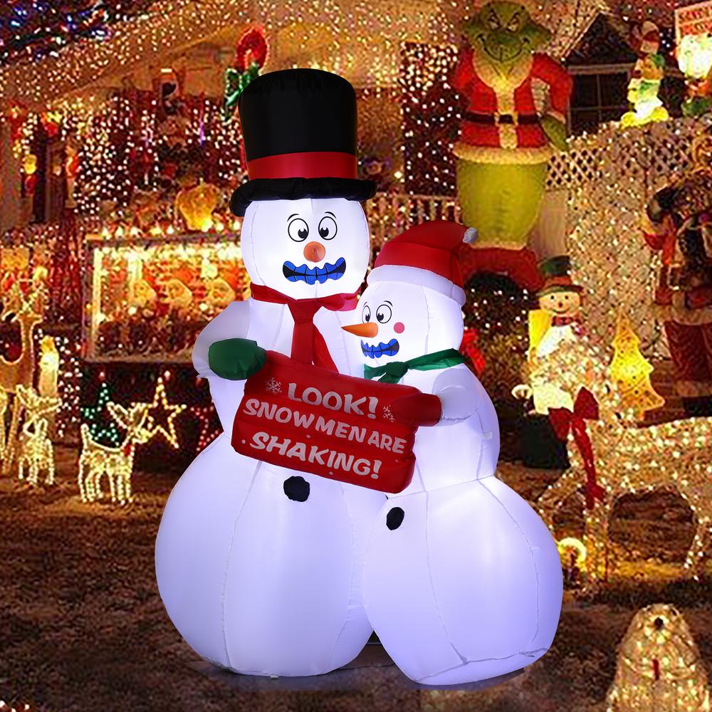 6Ft Holiday Snowman Couple Inflatable with LED Lights. Picture 2