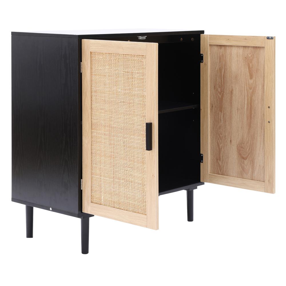 Black and Brown Wood 2-Door Storage Cabinet. Picture 8