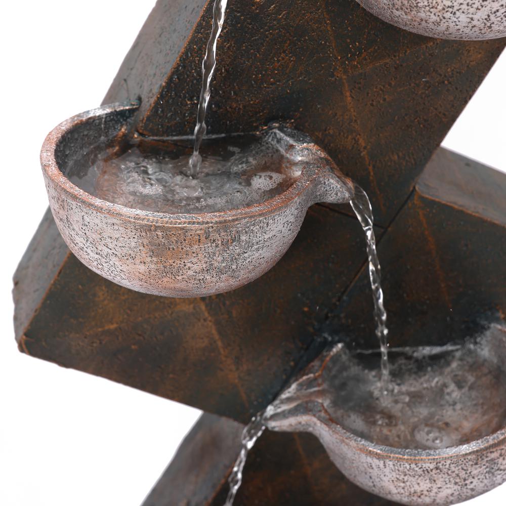 Brown and Gray Cement Modern Tiered Pots Outdoor Fountain. Picture 12