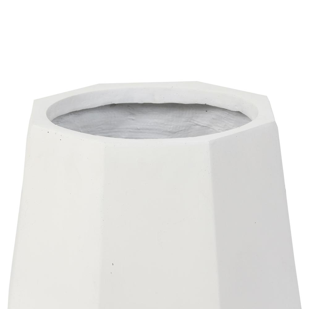 2-Piece White Finish Round MgO Planters. Picture 7