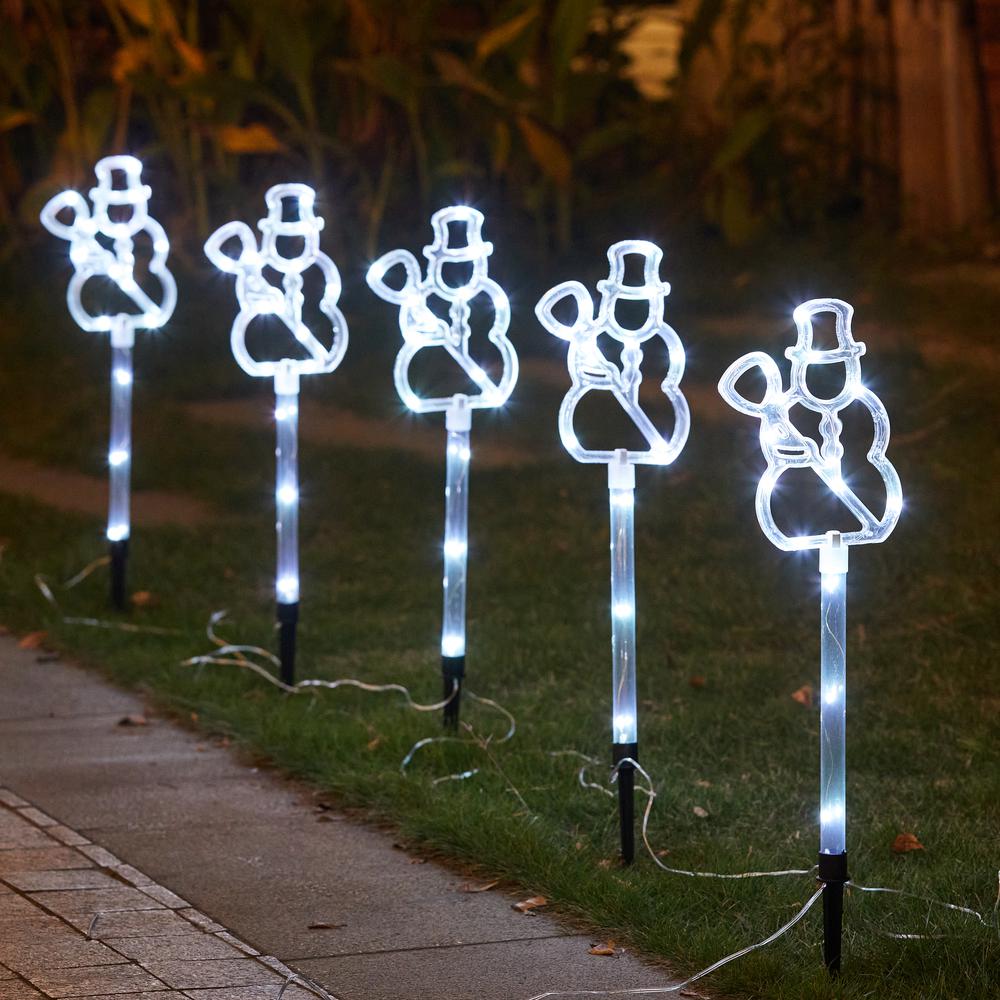 Set of 5 Lighted Snowman Stakes. Picture 4