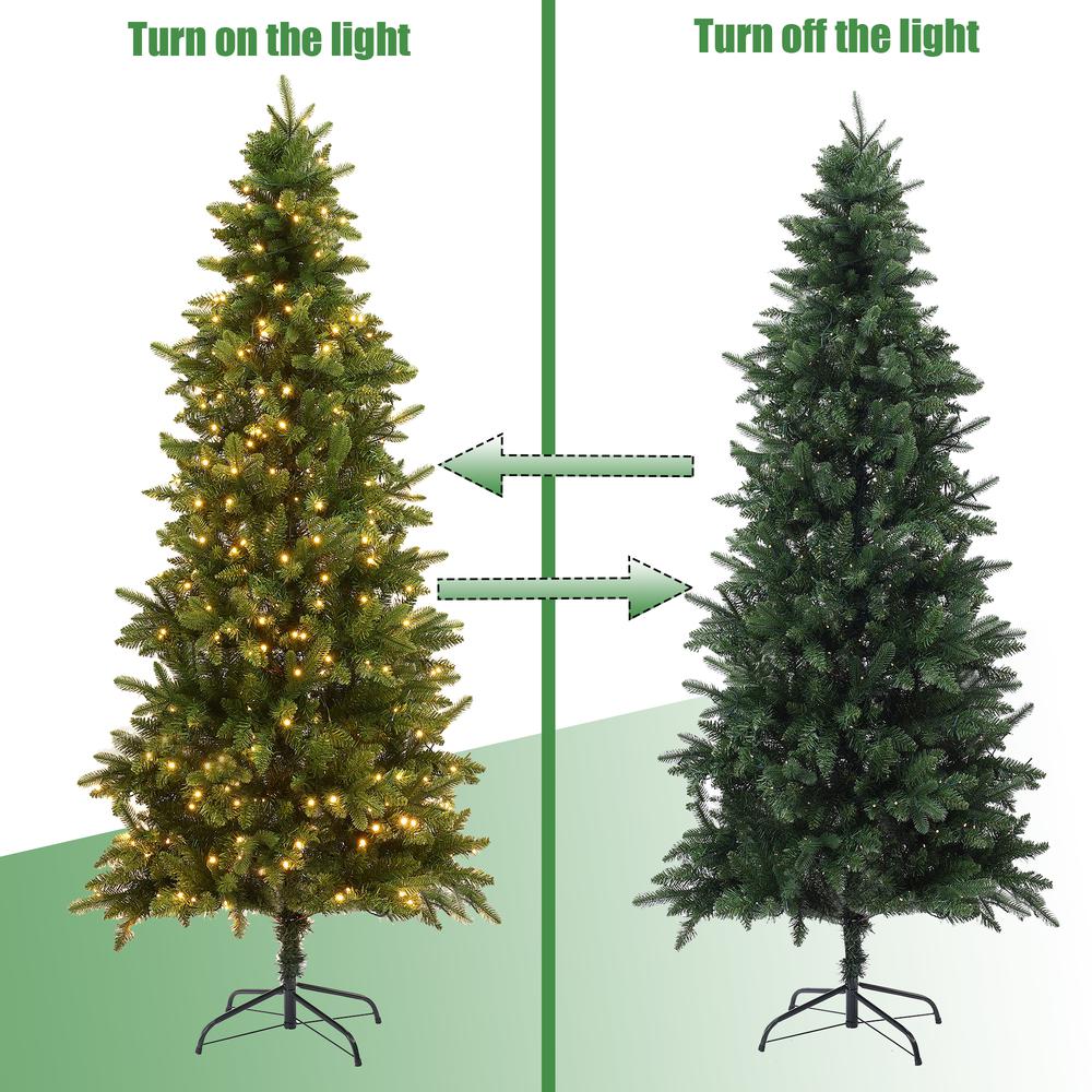 7Ft Pre-Lit LED Artificial Slim Pine Christmas Tree. Picture 11