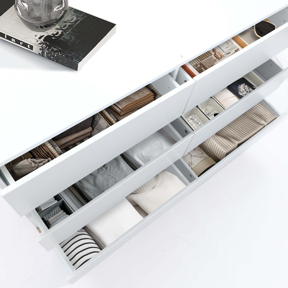 Modern White Wood 6-Drawer Dresser. Picture 9