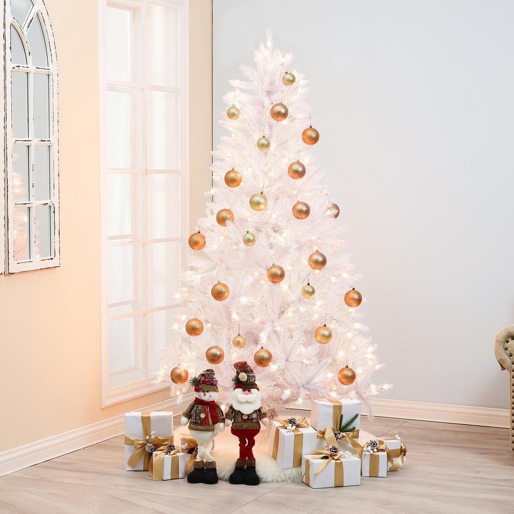 6.5Ft Pre-Lit Artificial White Full Christmas Tree. Picture 2
