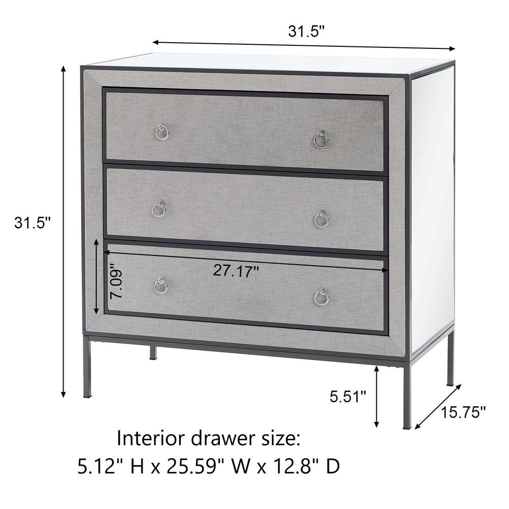 Modern Gray 31.5" Wide 3-Drawer Bachelor Chest. Picture 9