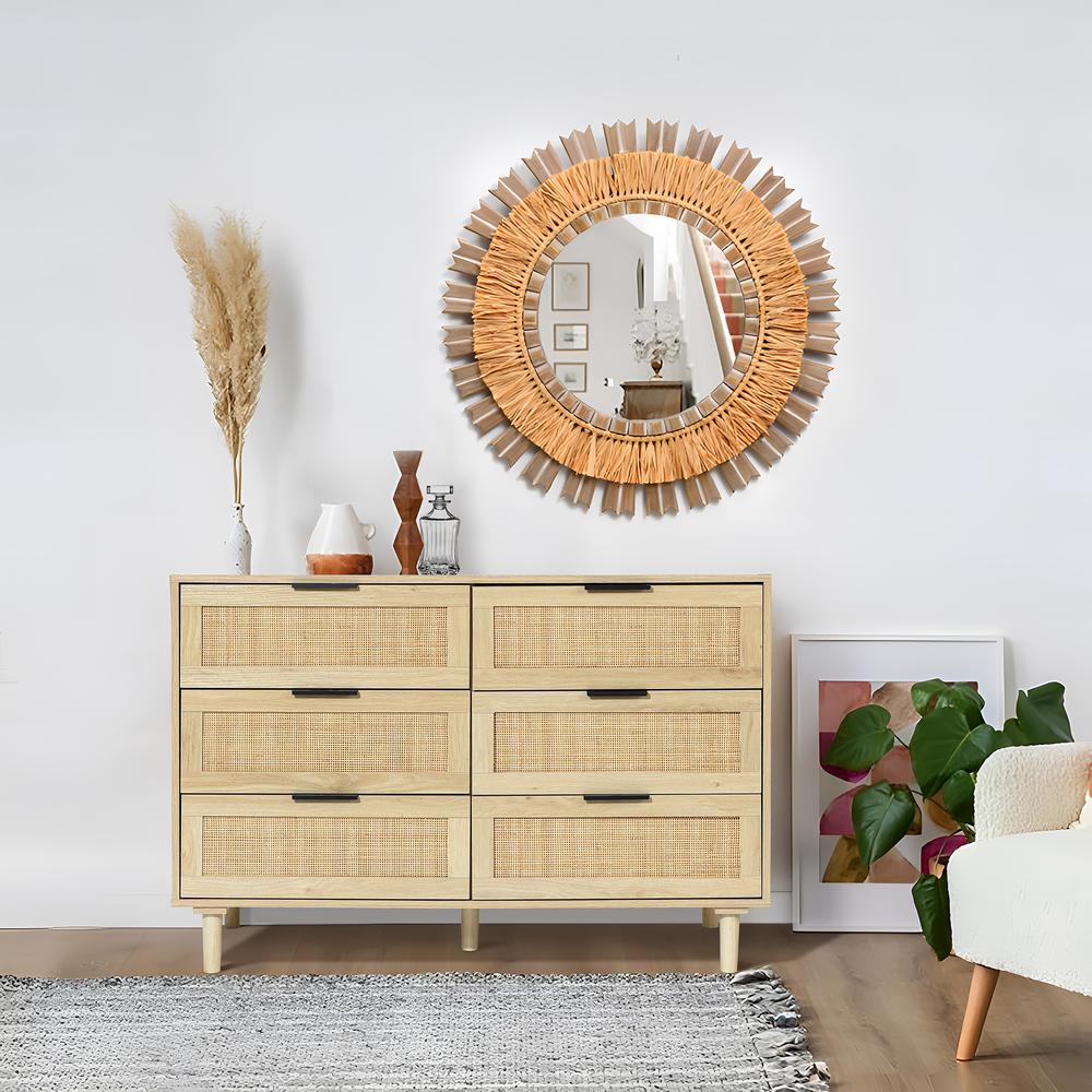 Light Oak Manufactured Wood 6-Drawer Bedroom Dresser. Picture 16