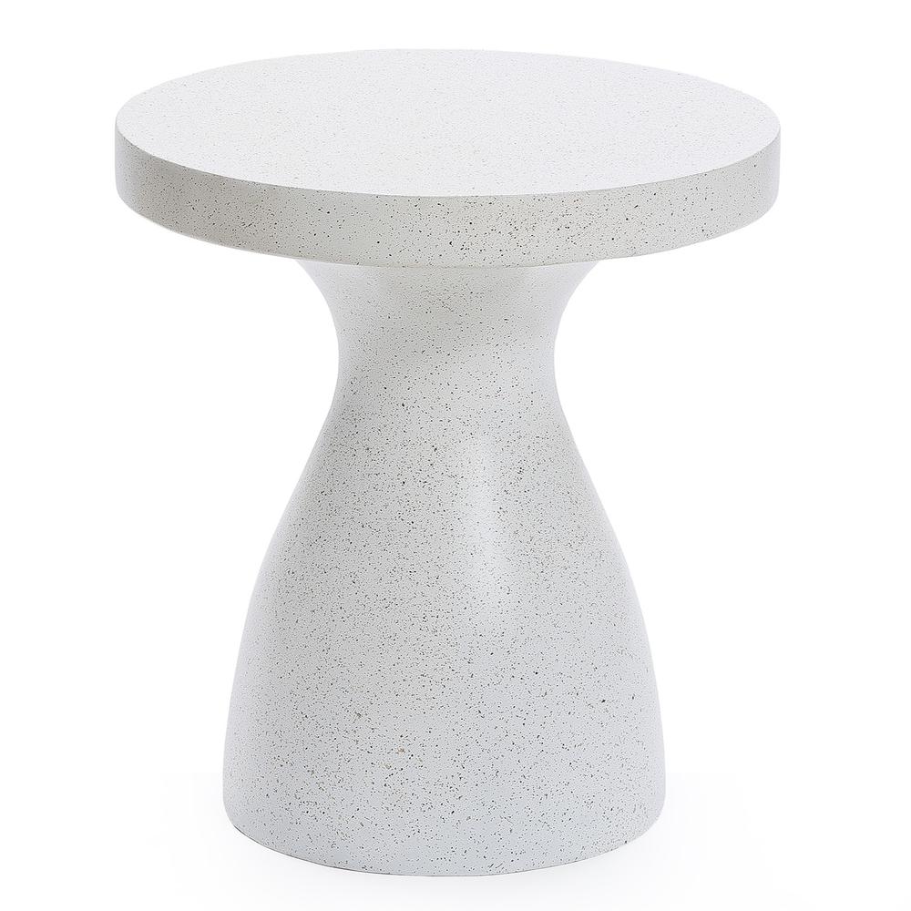 White and Speckled Gray MgO 20" Round Outdoor Side Table. Picture 7