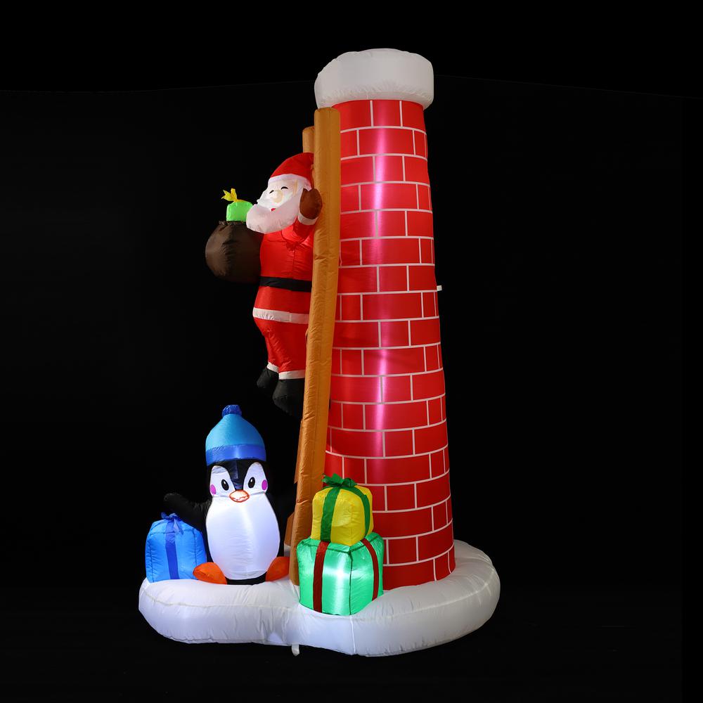 7Ft Santa On the Roof Chimney Inflatable with LED Lights. Picture 4