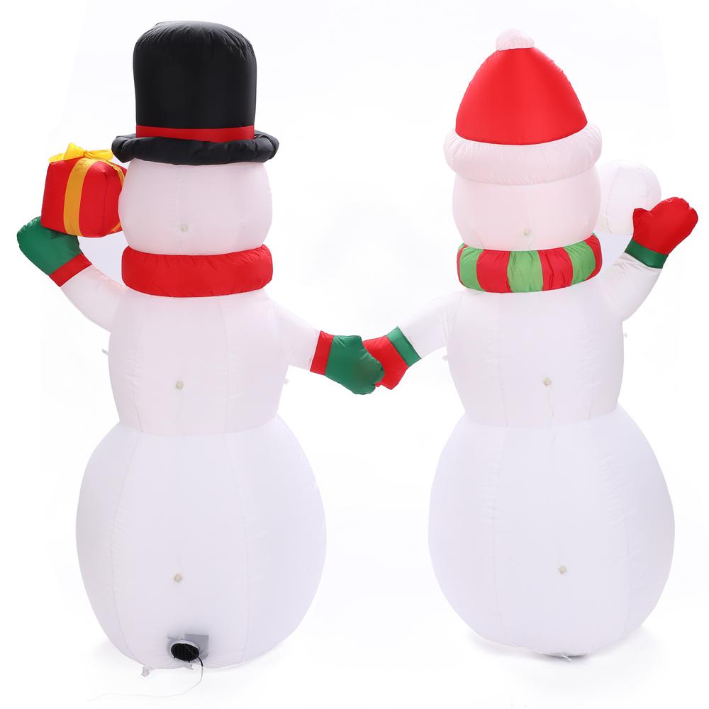 6Ft Snowman Couple Inflatable with LED Lights. Picture 8