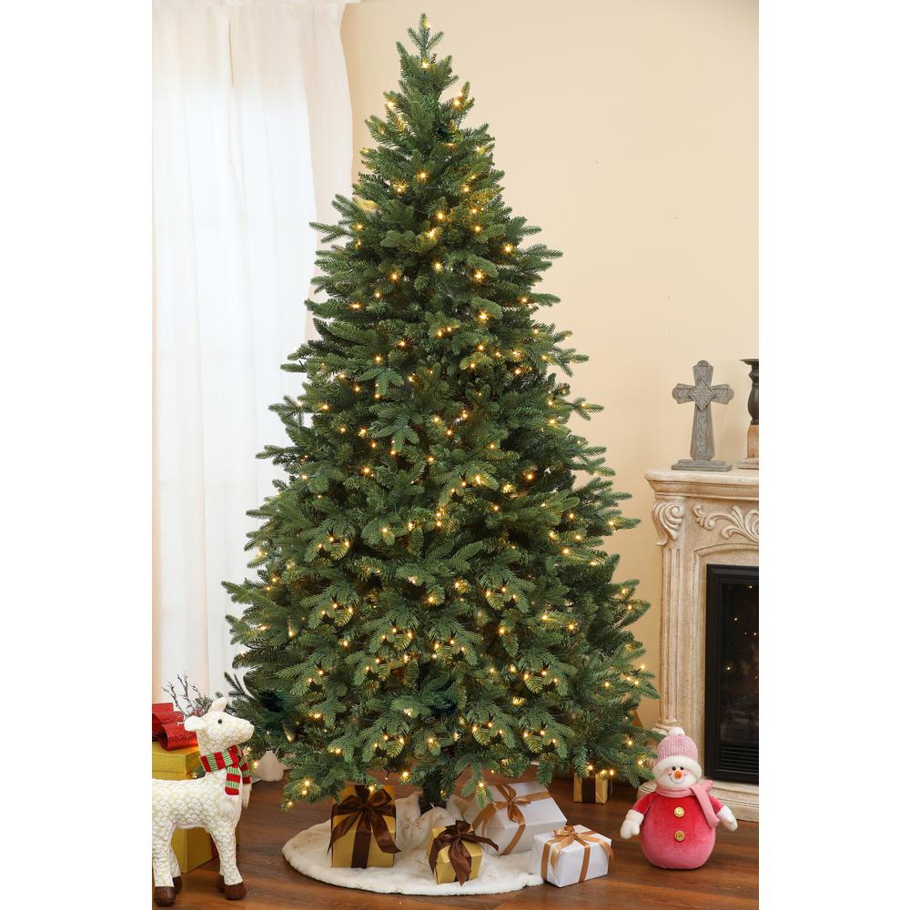 7ft Pre-Lit Artificial Christmas Tree (Green, white). Picture 8