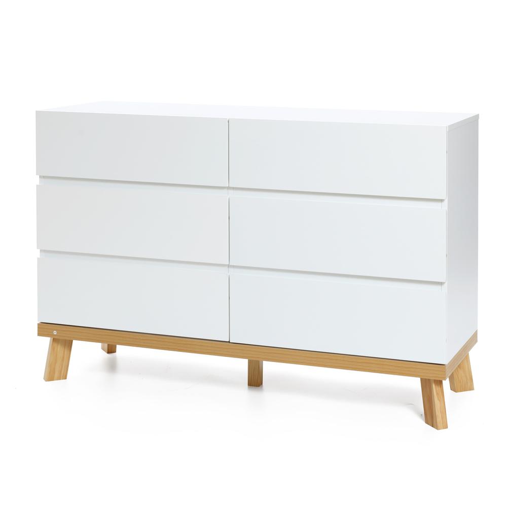 Modern White Wood 6-Drawer Dresser. Picture 4