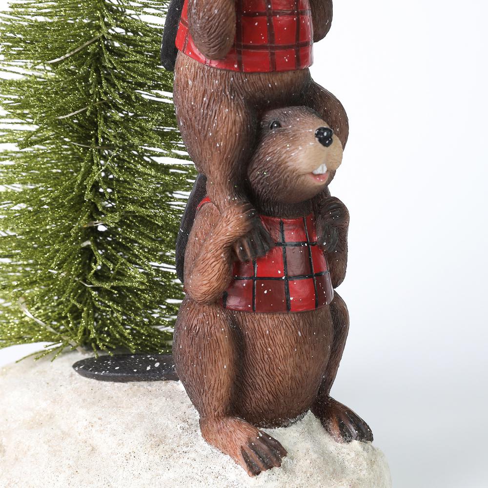 Stacking Beavers with Christmas Tree Statuary with LED Light. Picture 5