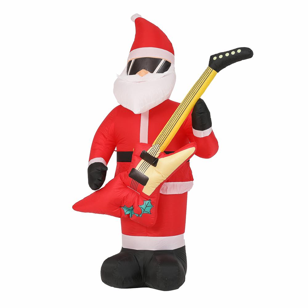 7Ft Rocking Santa with Guitar Inflatable with LED Lights. Picture 4