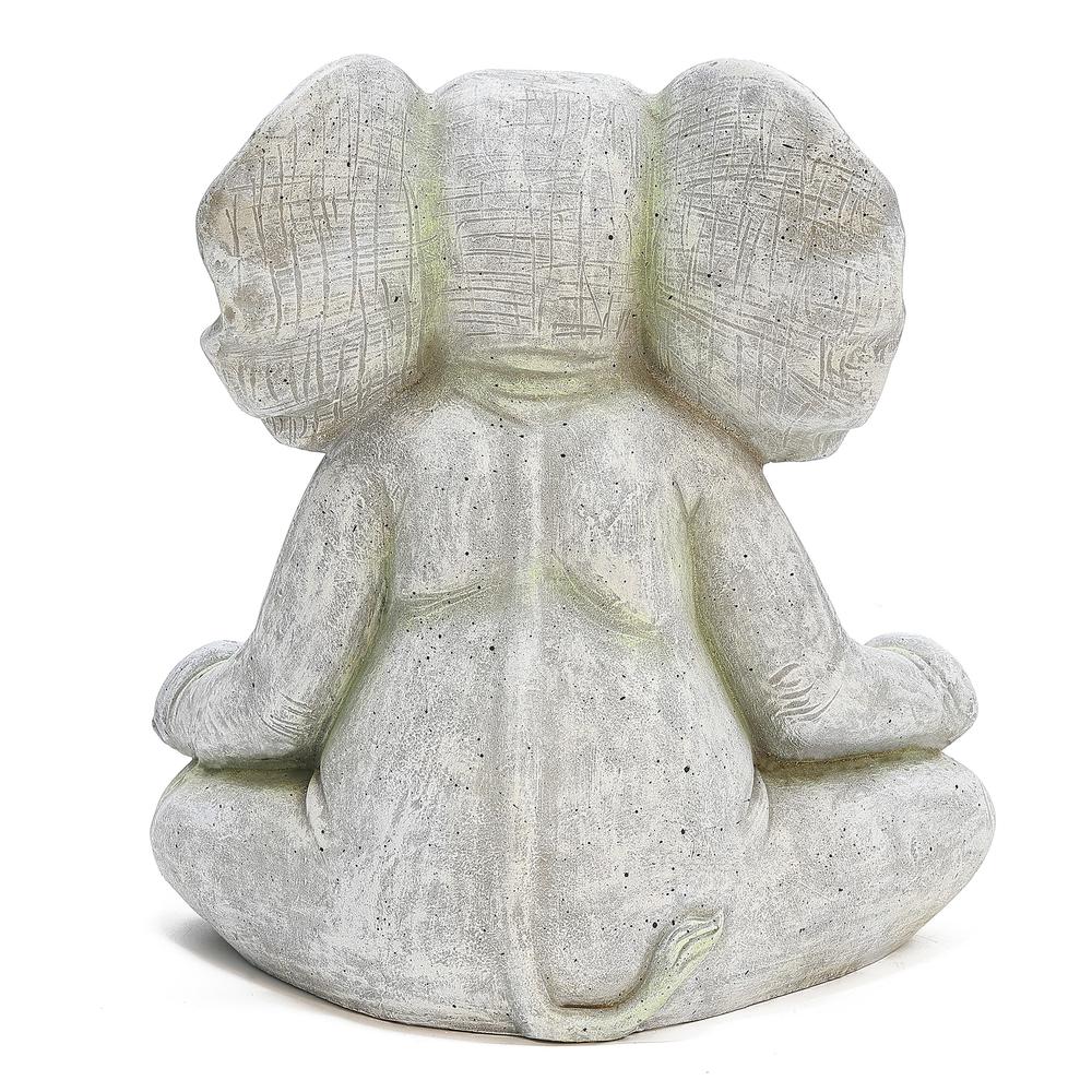 Gray MgO Meditating Elephant Statue. Picture 7