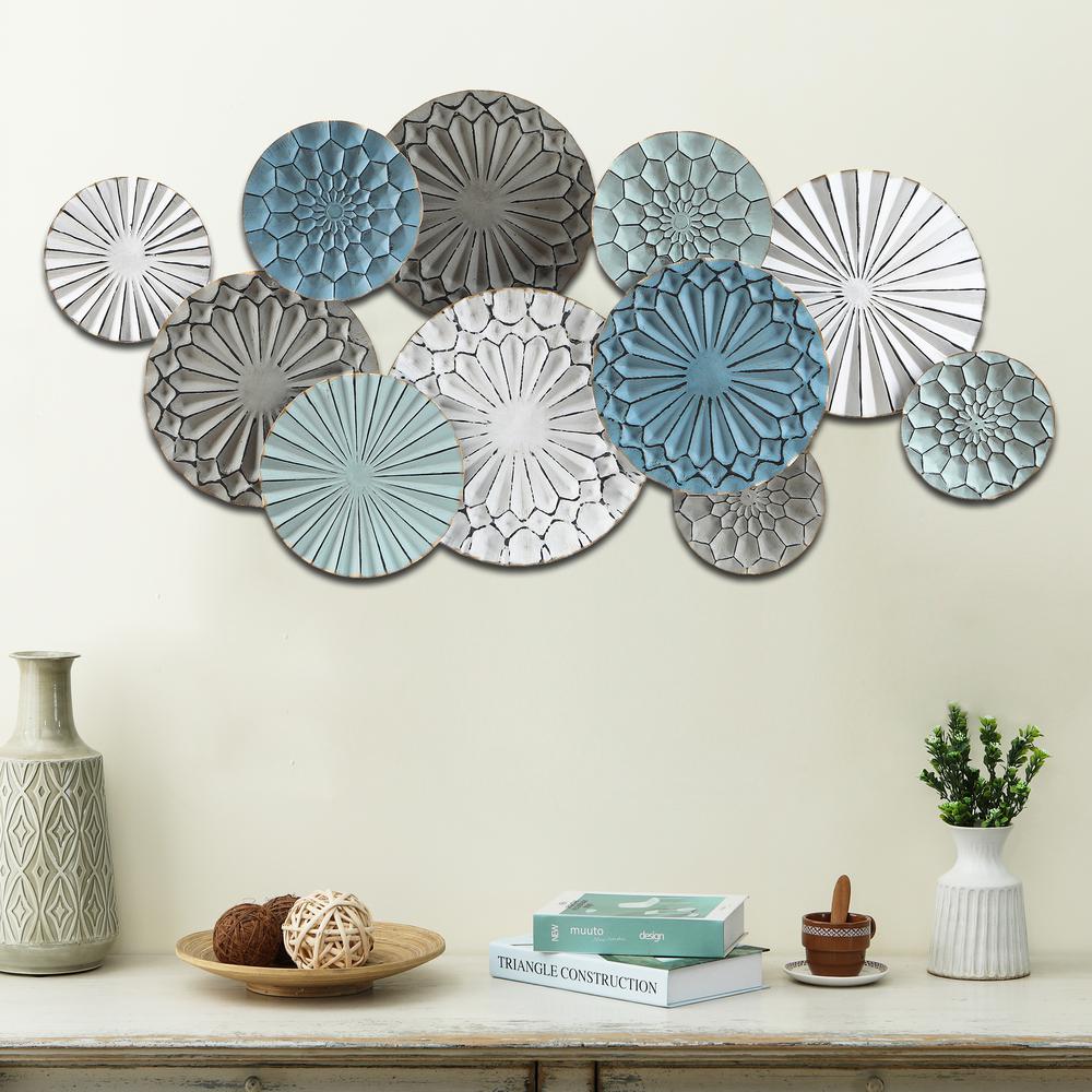 Multi-Color Metal Floral Layered Plates Wall Art. Picture 8