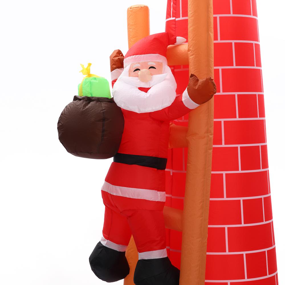 7Ft Santa On the Roof Chimney Inflatable with LED Lights. Picture 7