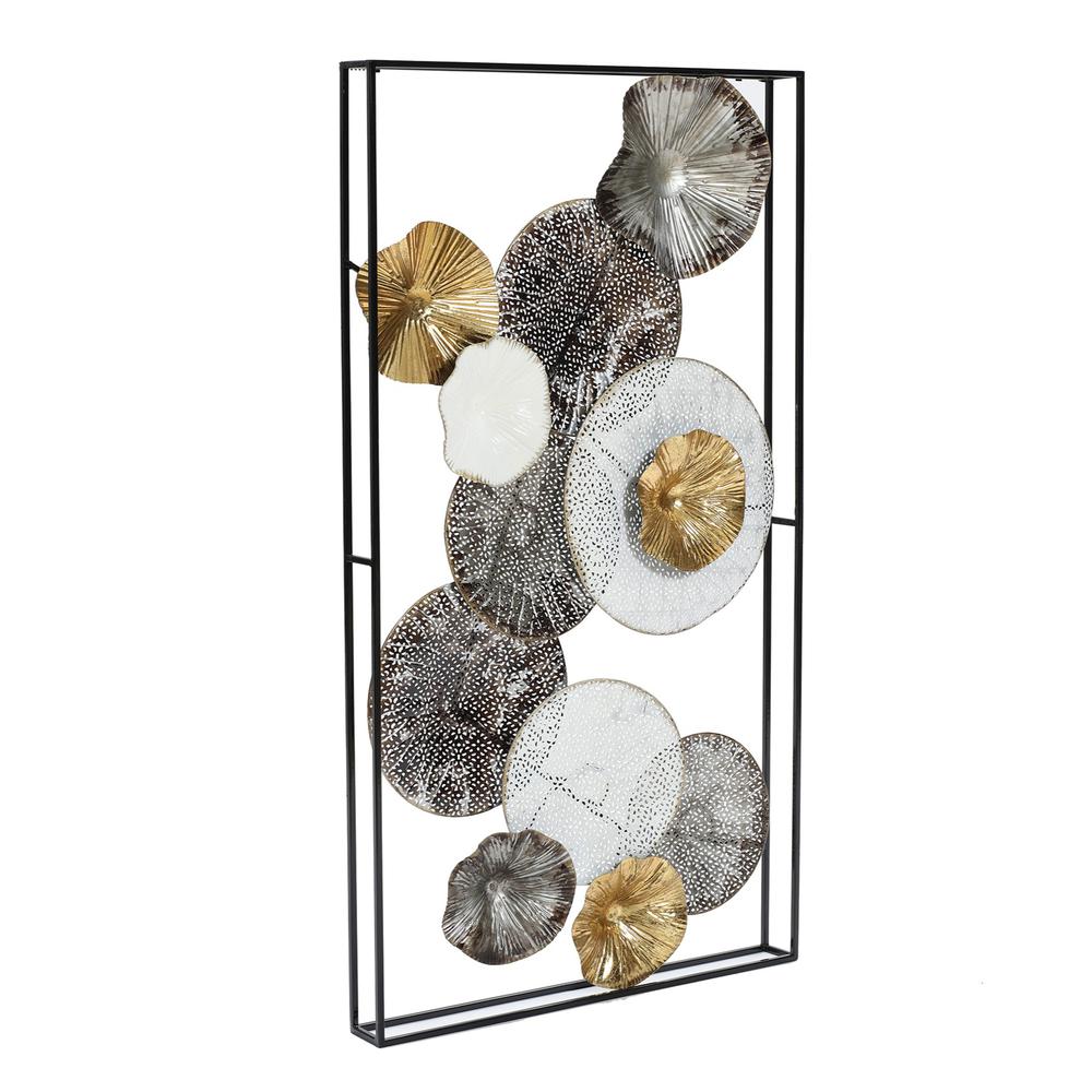 Set of 2 Modern Multi-Color Abstract Flowers Metal Wall Decor. Picture 7