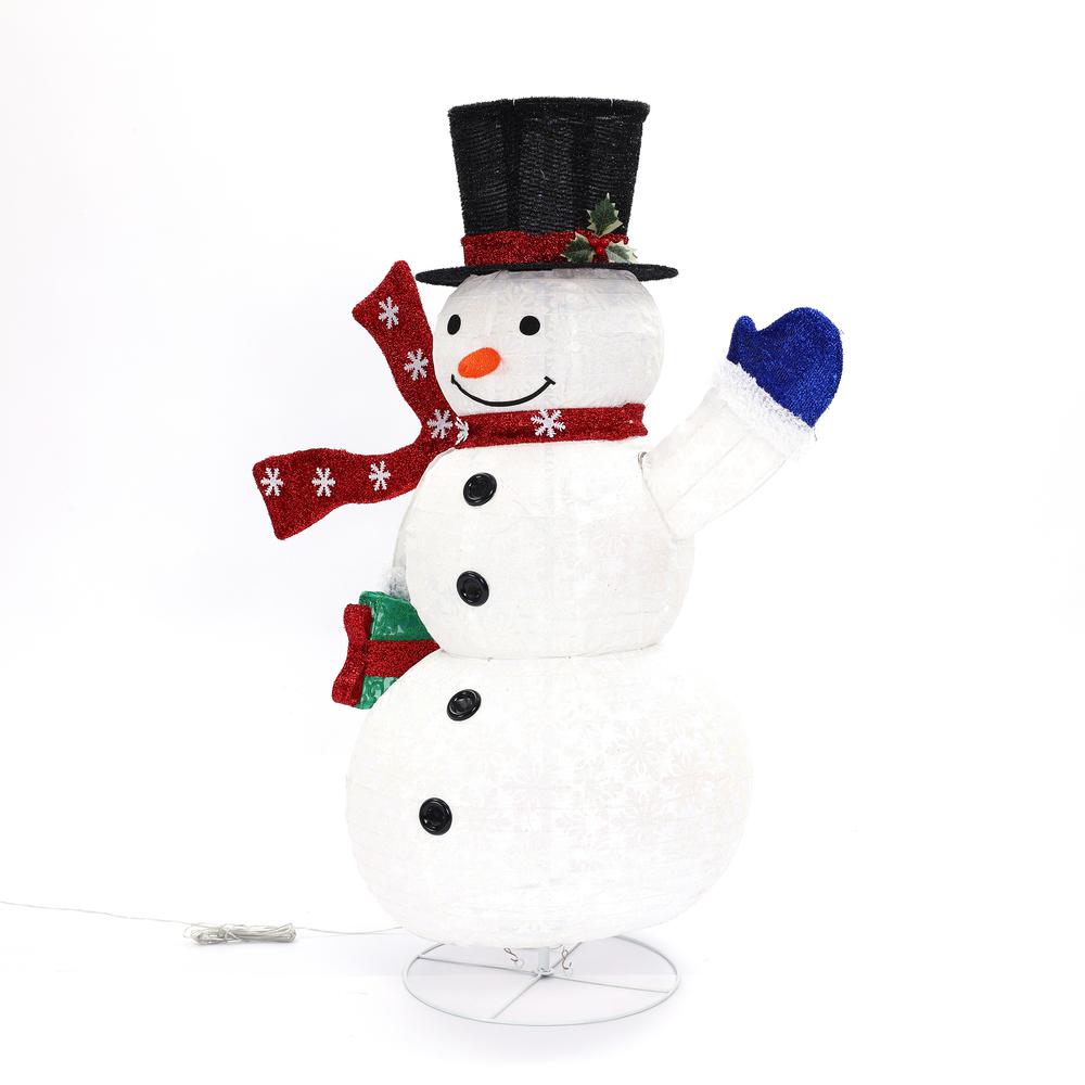 Snowman with Gift Lighted LED Winter Holiday Yard Decoration. Picture 7