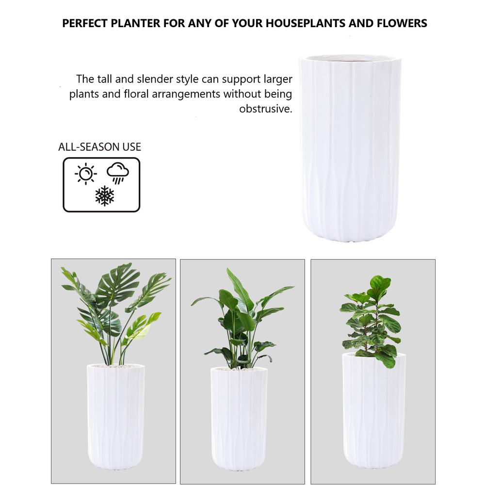 White MgO 21.56-in Tall Round Planter. Picture 6