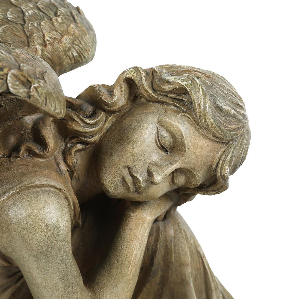 Weathered Brown MgO Sleeping Angel Statue. Picture 5