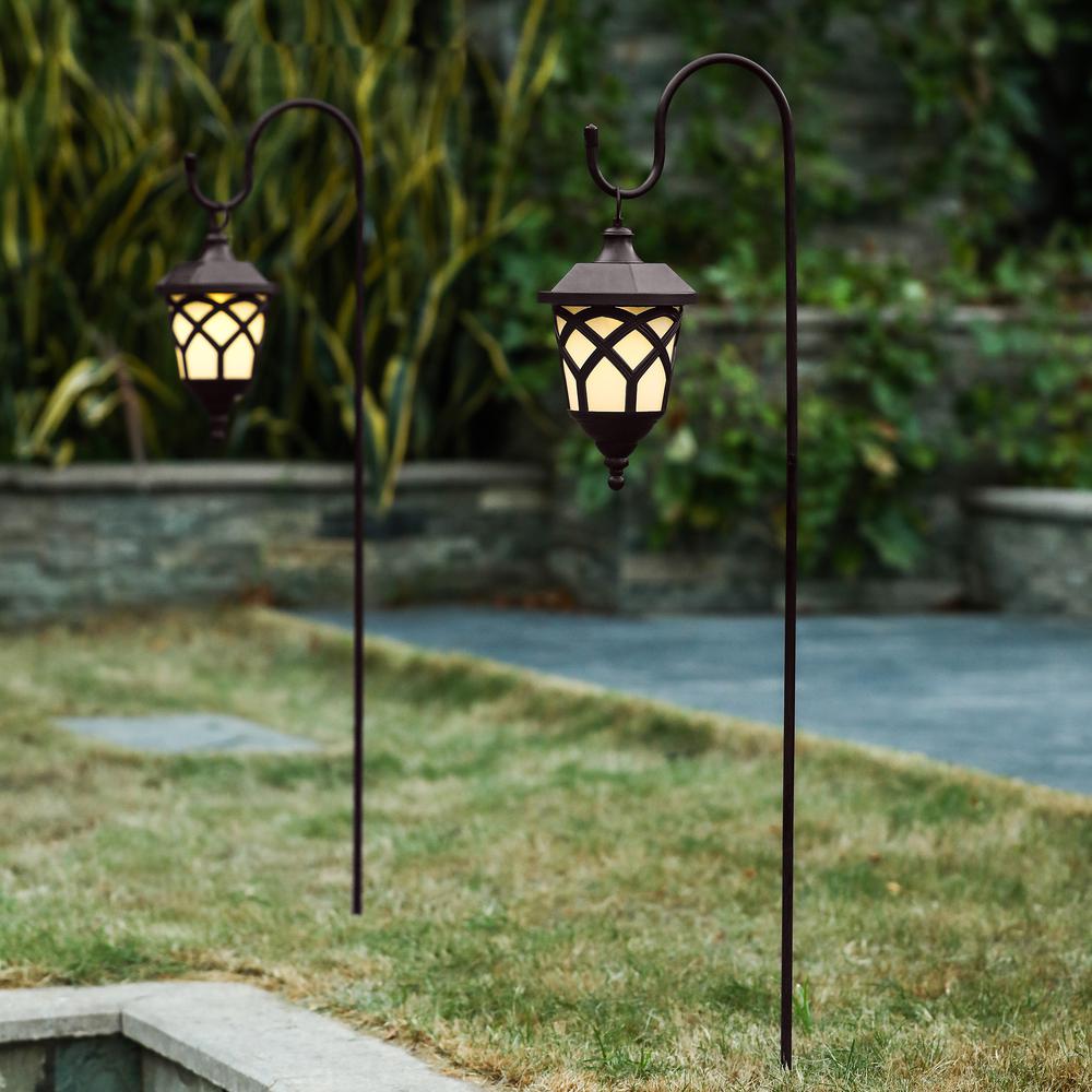Set of 2 Hanging Solar Lanterns with Shepherd’s Hooks. Picture 4