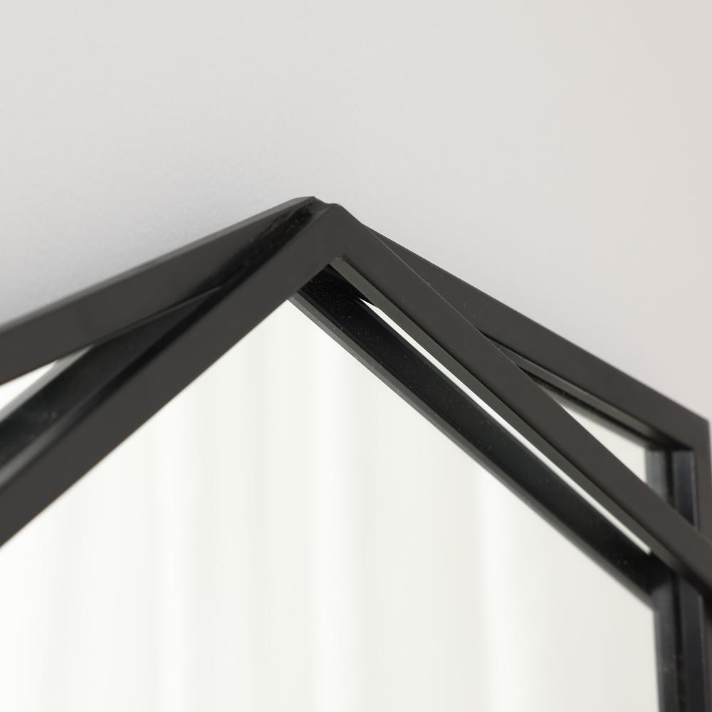 Black Metal Hexagon Frame Wall Accent Mirror. Picture 8