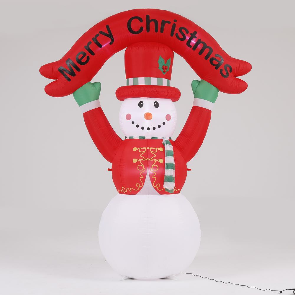 8Ft Snowman with Merry Christmas Banner inflatable and LED Lights. Picture 2
