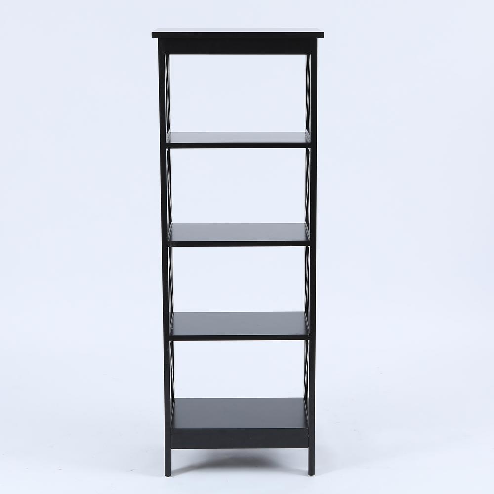 Black Wood X-Sided 4-Shelf Bookcase. Picture 3