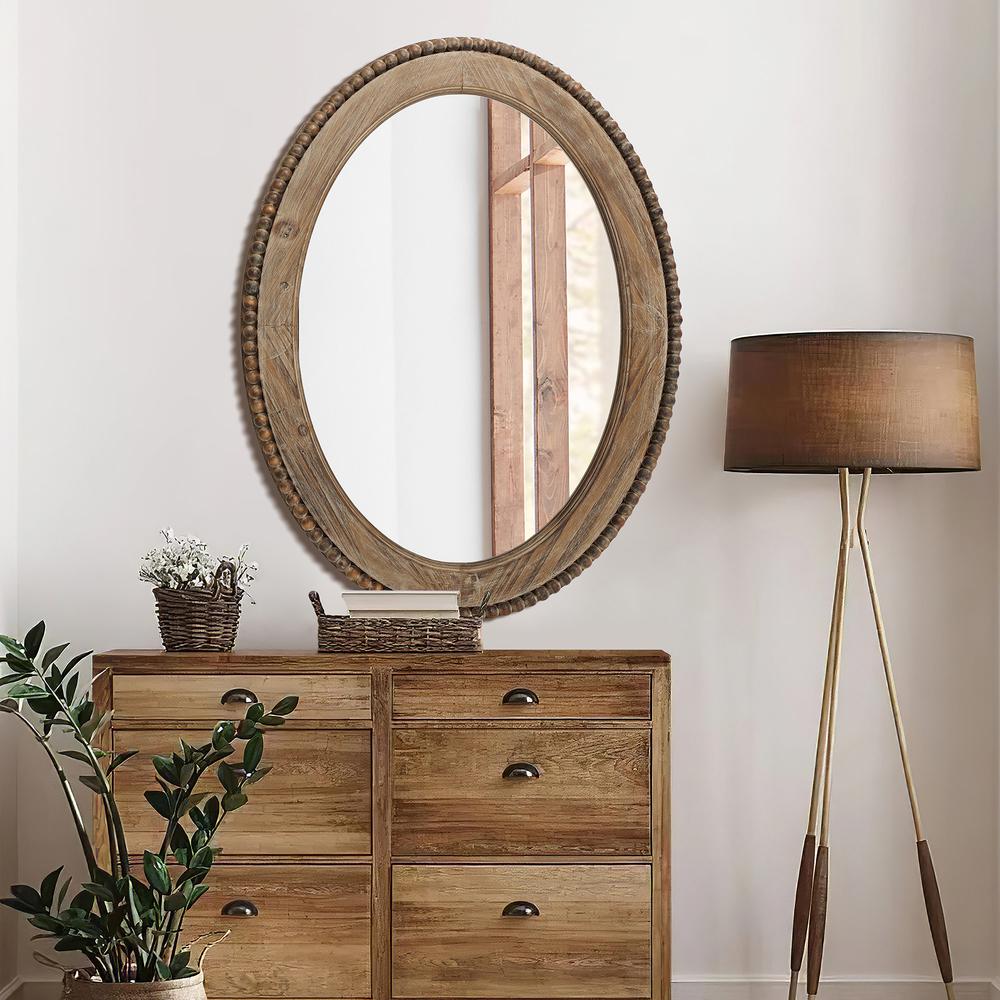 Cameo Wood Framed 32-Inch Oval Wall Mirror. Picture 3