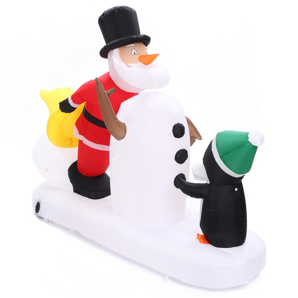6Ft Santa Snowman and Penguin Inflatable with LED Lights. Picture 6