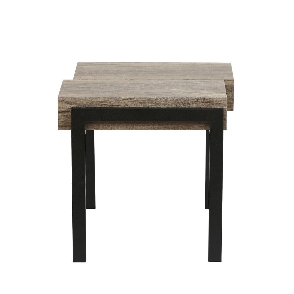 20" H Engineered Wood and Metal Side Table, Rustic Oak. Picture 7