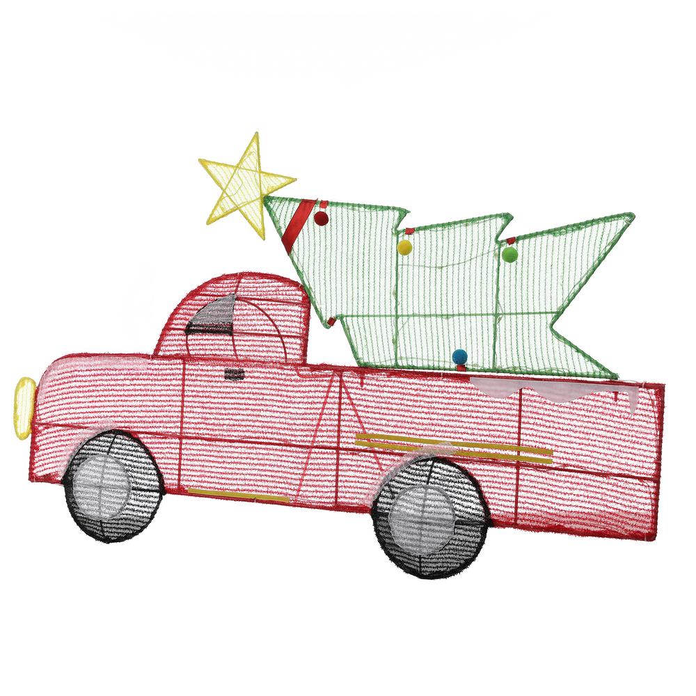 Lighted Red Truck and Christmas Tree Yard Decoration. Picture 4