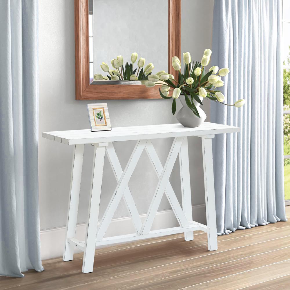 Farmhouse White 48" W Console and Entry Table. Picture 2