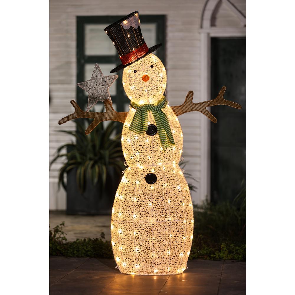 5-Ft Snowman Star Lighted LED Indoor Outdoor Holiday Decoration. Picture 3