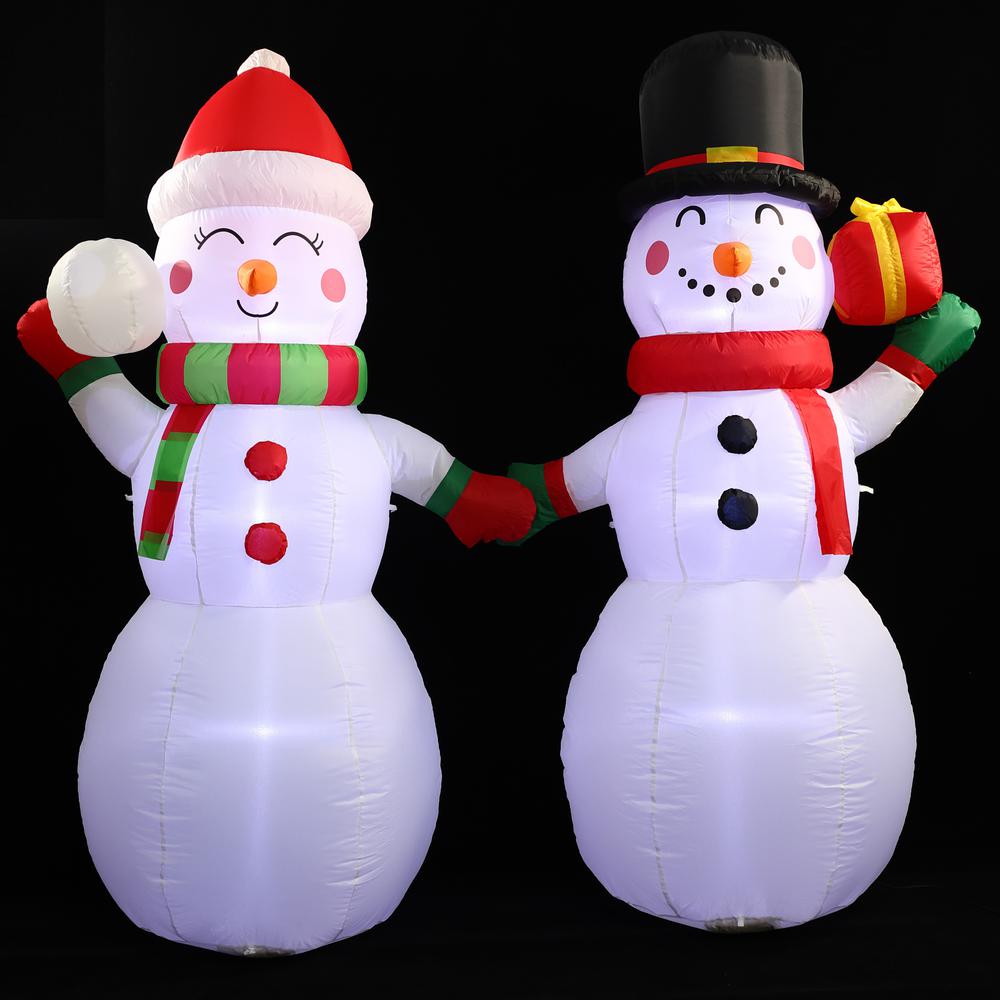 6Ft Snowman Couple Inflatable with LED Lights. Picture 5