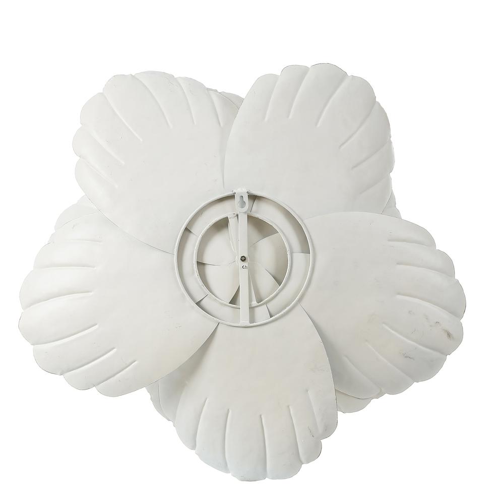 Distressed White Metal Flower Wall Decor. Picture 6