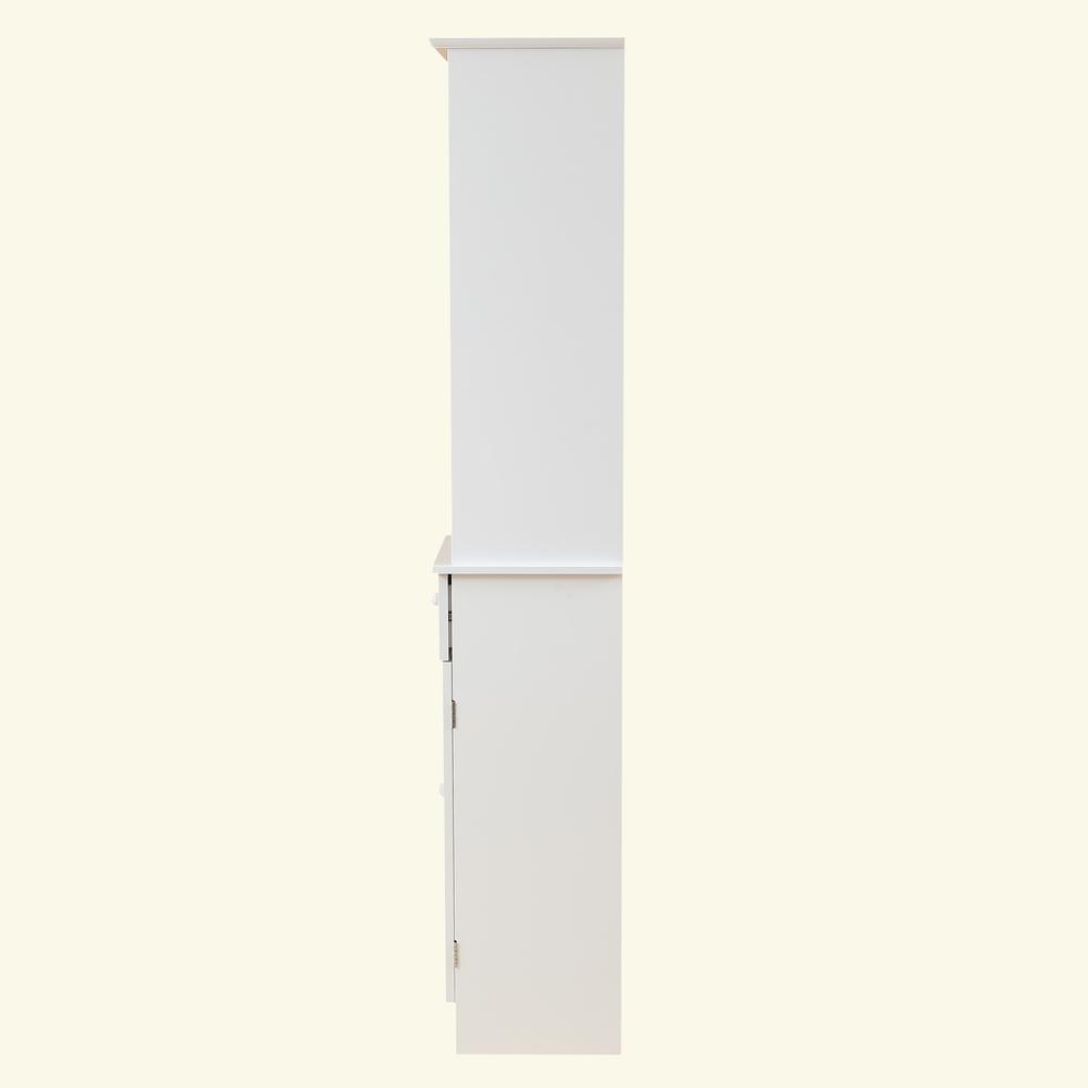 White MDF Wood 64-Inch Tall Tower Bathroom Linen Cabinet. Picture 5