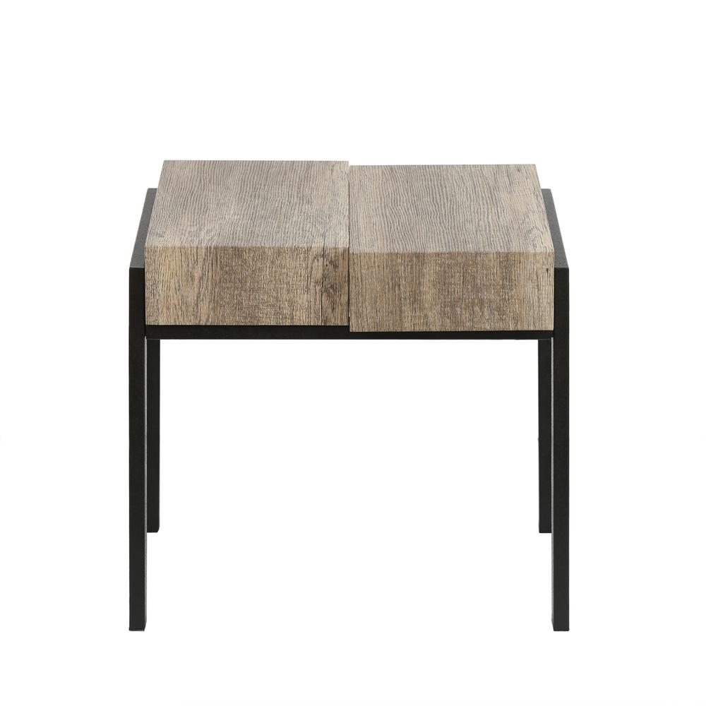20" H Engineered Wood and Metal Side Table, Rustic Oak. Picture 1