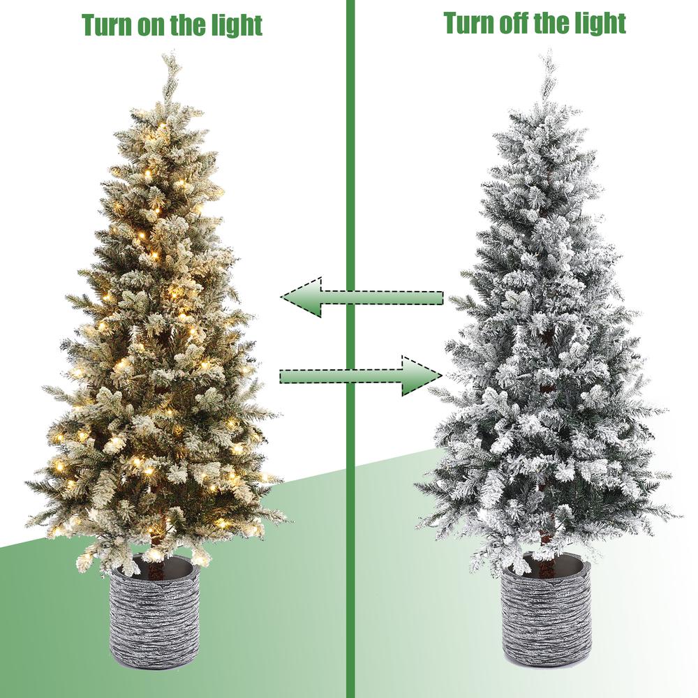 5.6Ft Pre-Lit LED Artificial Slim Fir Christmas Tree with Pot. Picture 11