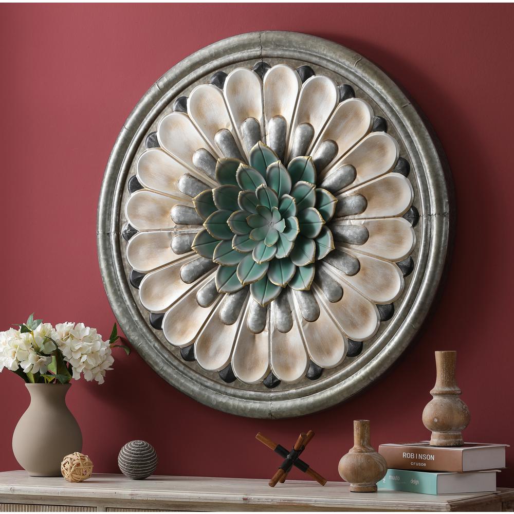 Multi-Color Iron Flower Round -  Wall Decor. Picture 3