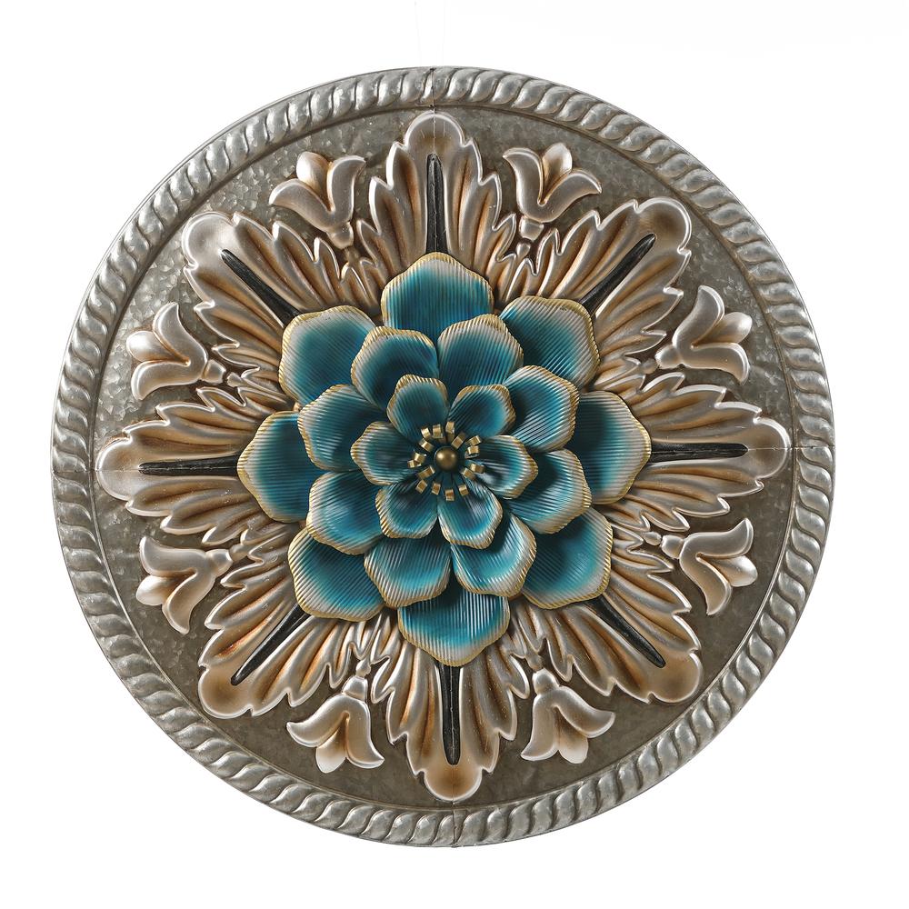 Multi-Color Iron Flower Round Wall Decor. The main picture.
