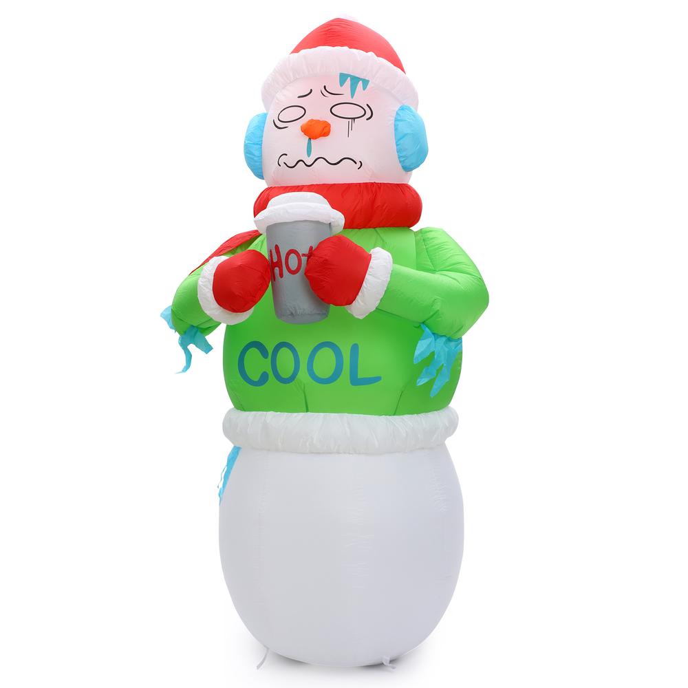 6Ft Shivering Snowman in Ugly Christmas Sweater Inflatable with LED Lights. Picture 5