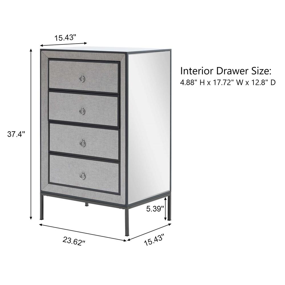 Modern Gray 37.4" Tall 4-Drawer Chest. Picture 10