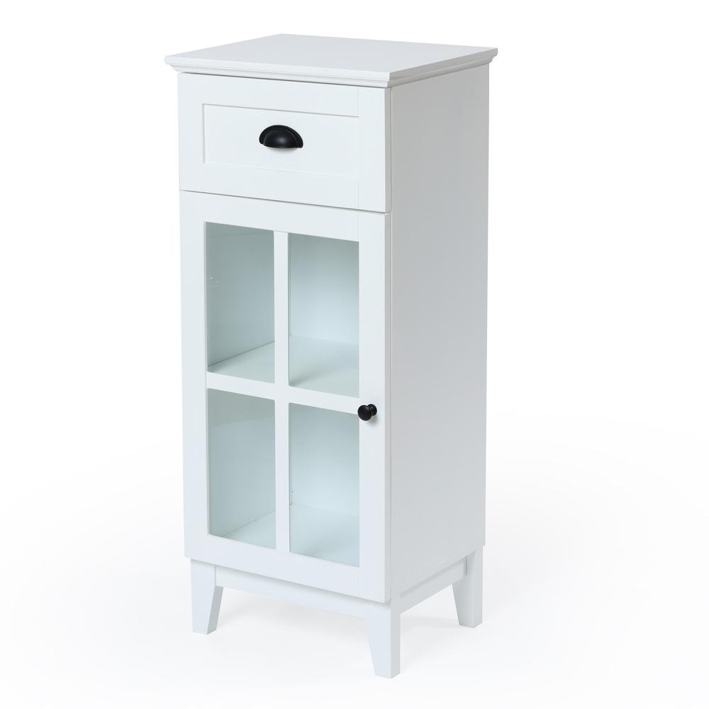 White MDF Wood Slim Bathroom Storage Cabinet and End Table. Picture 8
