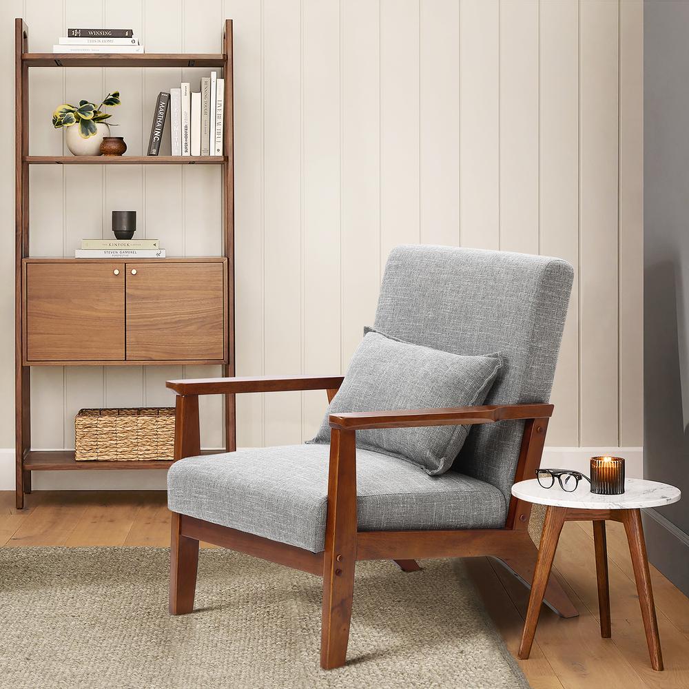 Accent Chair Living Room Upholstered Gray Armchair. Picture 11