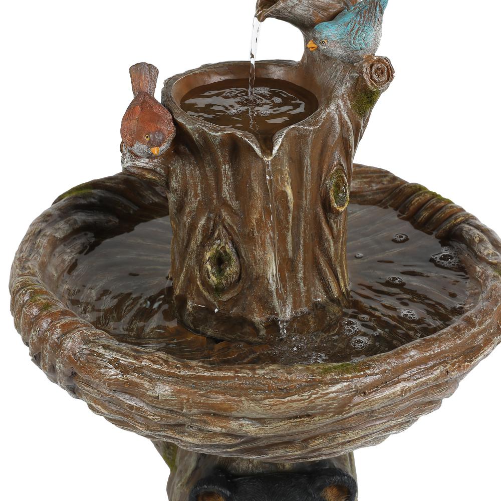 Brown Resin Carved Tree Bird Bath Fountain. Picture 6